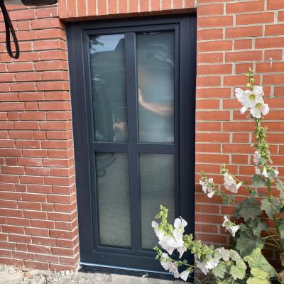 Einzelne Haustür mit unterteiltem Glaseinsatz